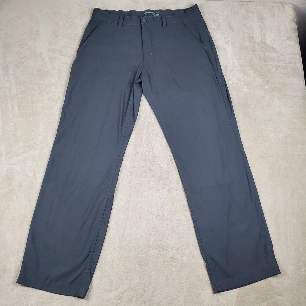 Eddie Bauer Pants Mens 34x32 Gray Nylon Stretch Chino Lightweight Travel